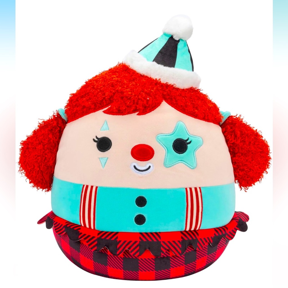 NWT Squishmallows Original 12 Inch Eurydice Clown with Teal Star Eye Patch